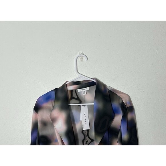 NWT Topshop Satin Tie Dye Shirt In Multi Size 6 - Picture 2 of 15